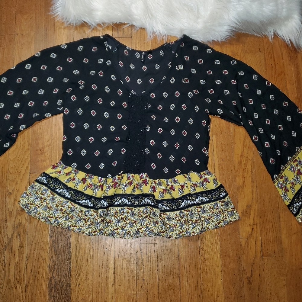 Heartsoul Black Blouse with Ruffles